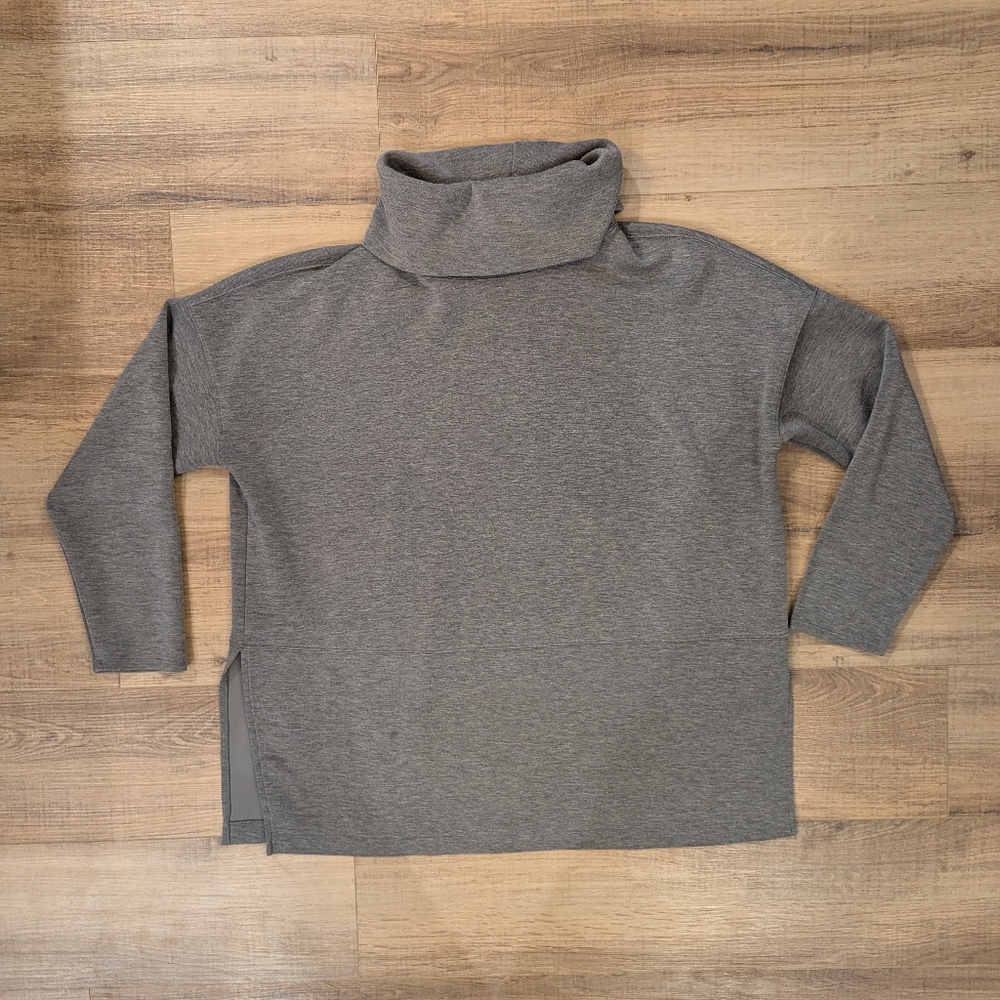 SPANX 1X Gray Turtleneck Tunic Top Modal Blend Long Sleeve Side Slit